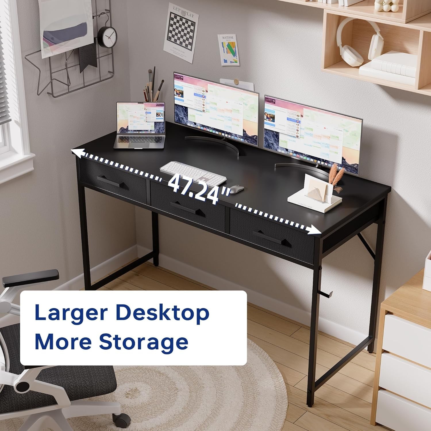 32Inch Small Computer Desk W/ 2 Drawers Bedroom Study Writing Home Office Table