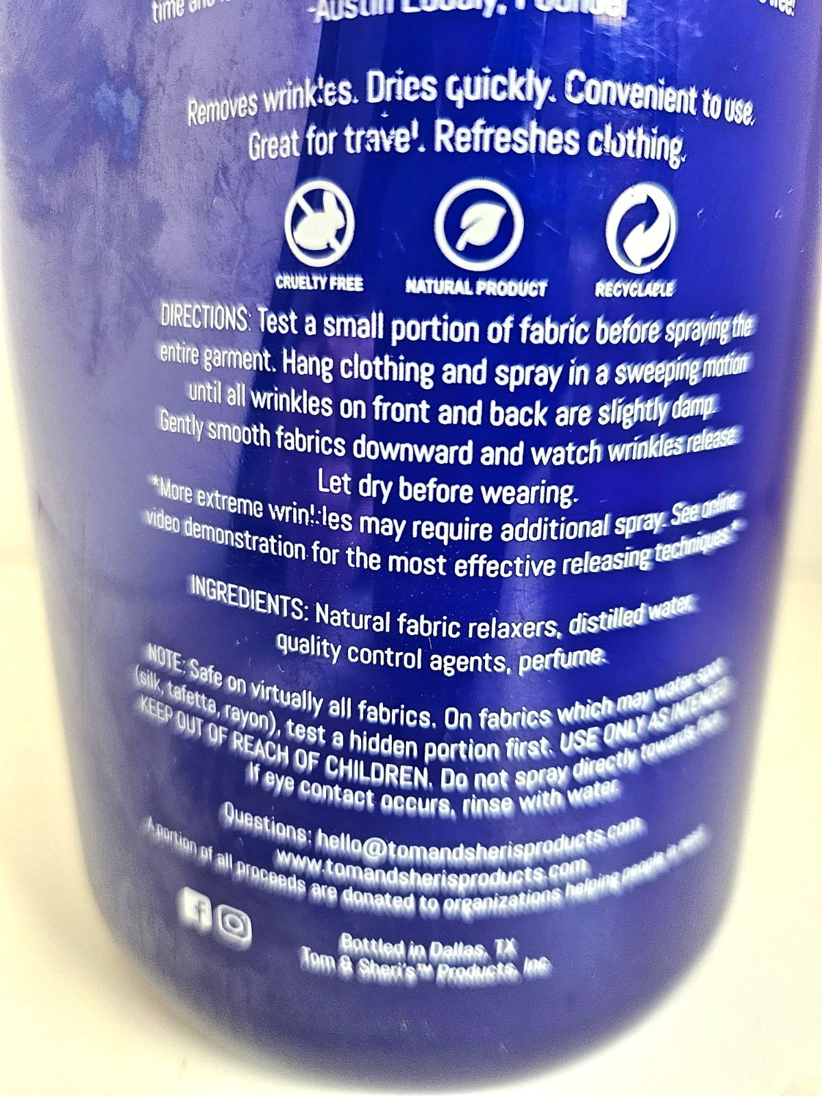 Tom & Sheri's Iron In a Bottle Wrinkle Release 32 oz