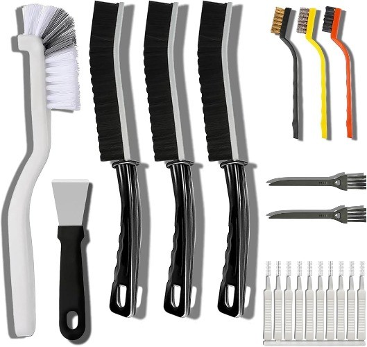 20-Piece Crevice Cleaning Brush Set with Precision Brushes, Scraper and Shower C