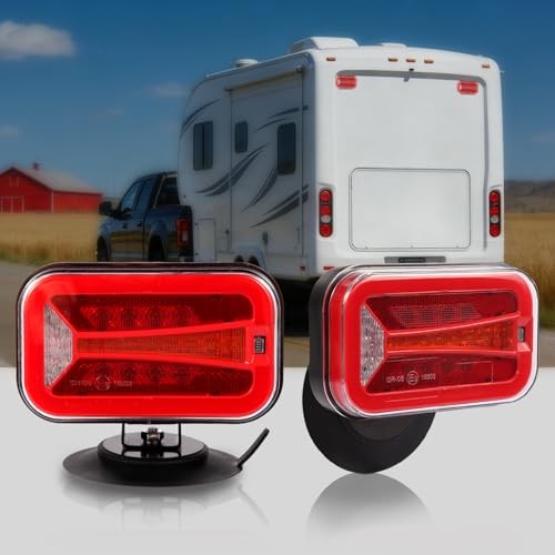 Wireless Trailer Lights Kit Magnetic – Rechargeable LED Tail Light, 90°