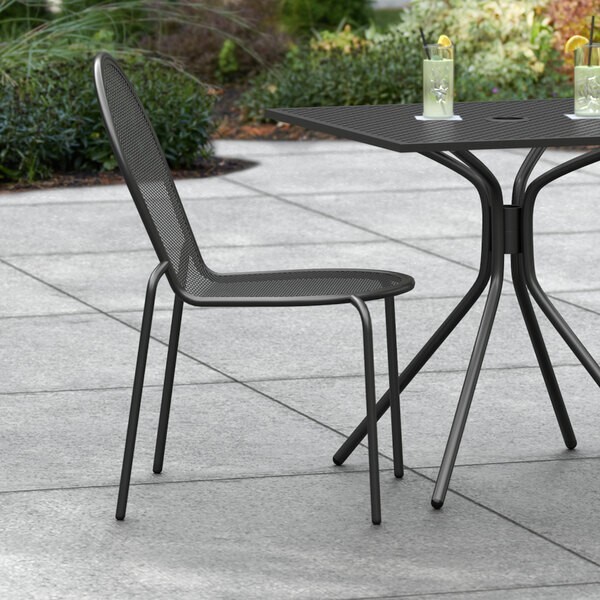 2 PACK All Weather Corrosion Resistant Black Metal Restaurant Patio Dining Chair