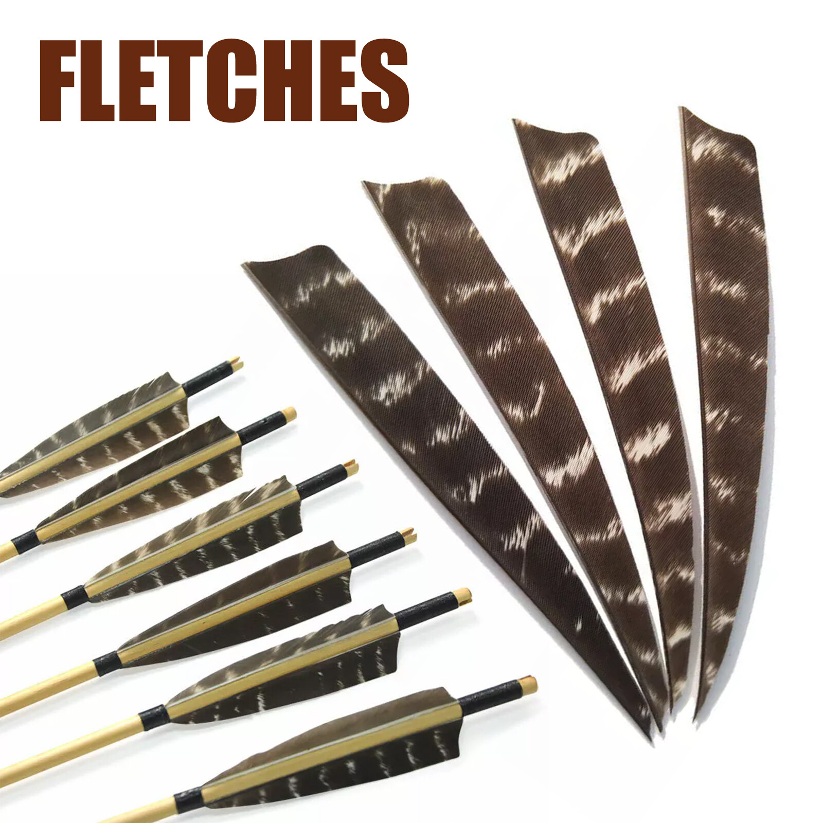 5in Archery Arrow Feather Fletches Right Left Wings Natural Turkey Fletching DIy