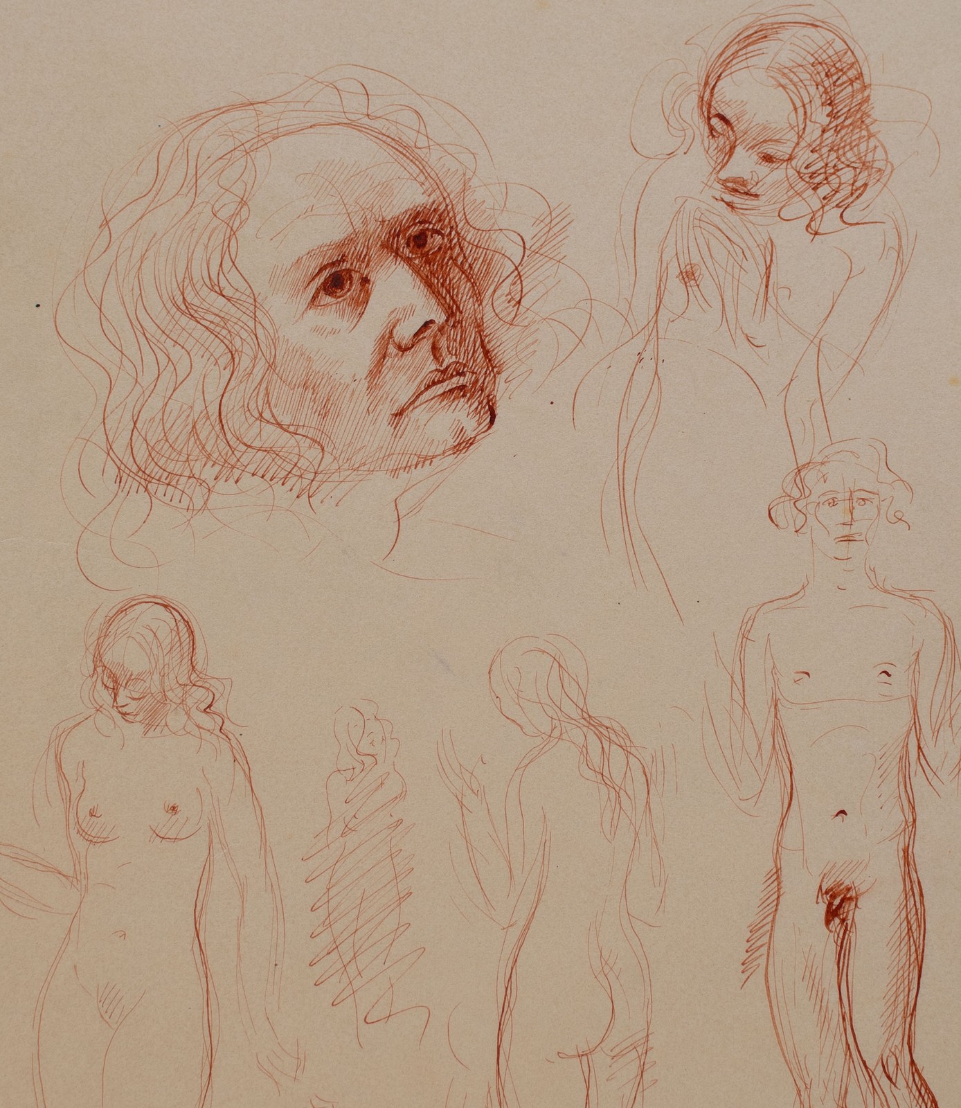 Willi Schmid figure studies files portraits Tegernsee Munich unique drawing