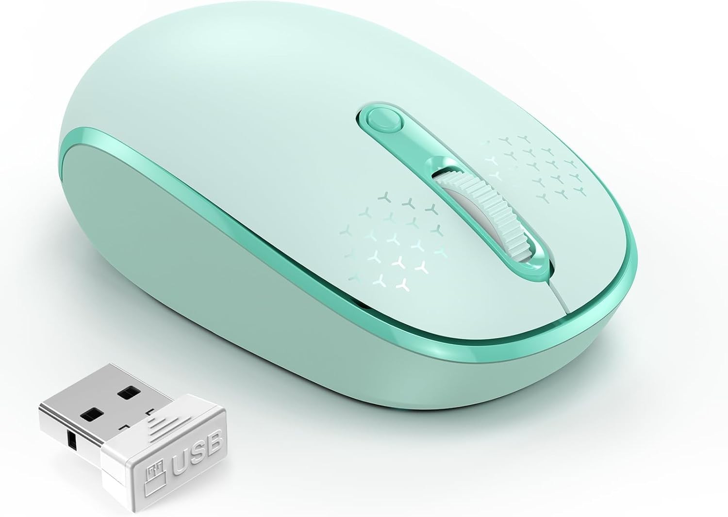 TECKNET Wireless Mouse 2.4G Quiet USB Receiver 1600 DPI Mint Green
