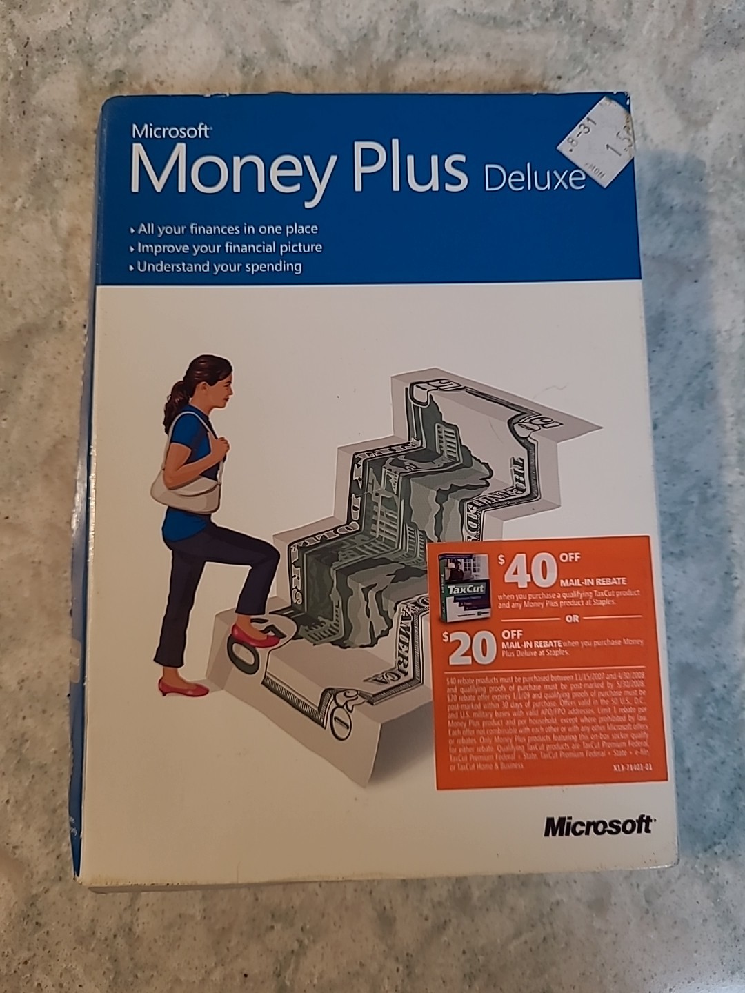 *Sealed Crushed Box, Microsoft MONEY PLUS DELUXE PC CD Software Vista, XP 2007