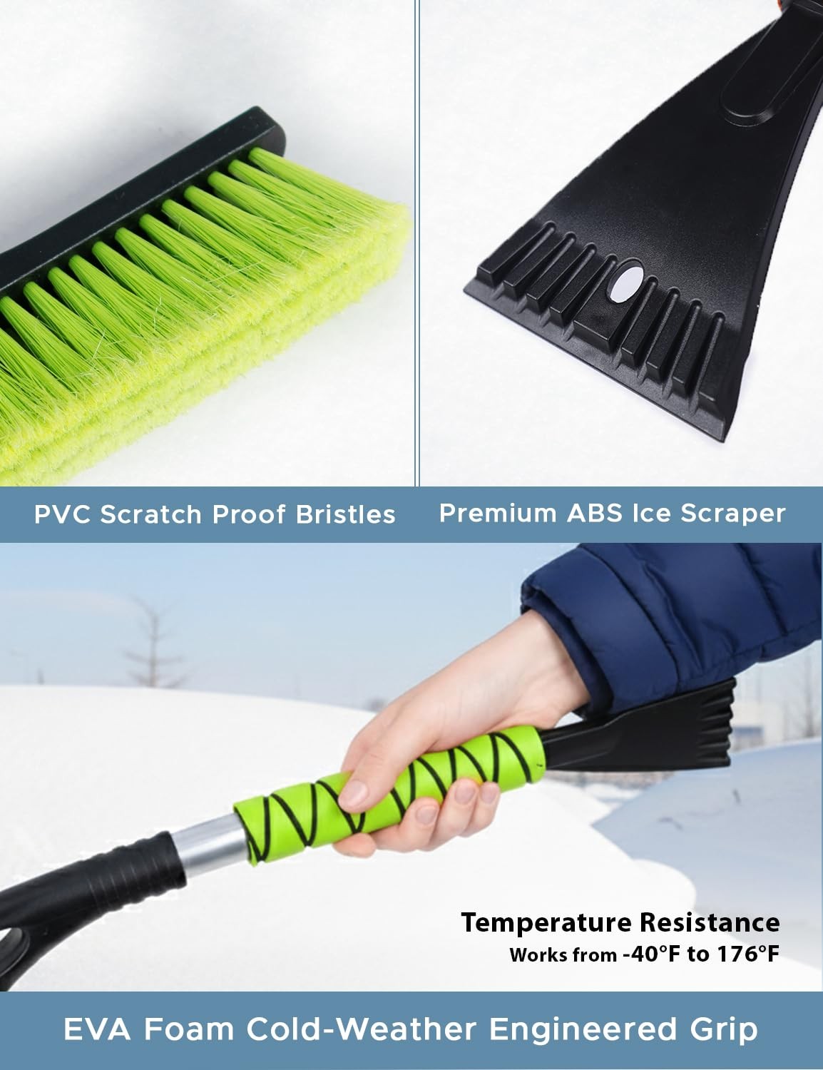 Snow Brush and Ice Scraper for Car Windshield 1 Pack, Window Ice and...