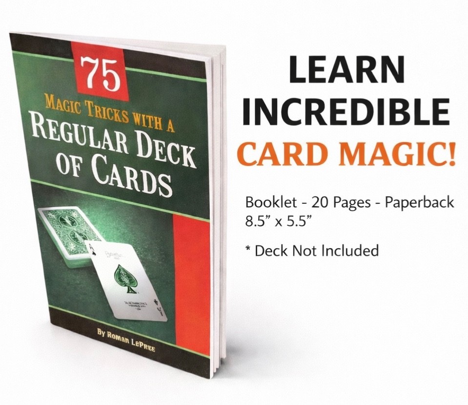 75 MAGIC TRICKS PERFORMED with REGULAR DECK OF CARDS BOOKLET How To Playing Book