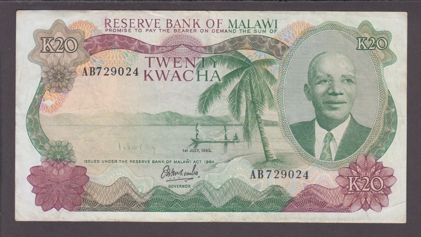 MALAWI P.17a-9024  20 KWACHA 1.7.1983 PFX AB  VF WE COMBINE   2512