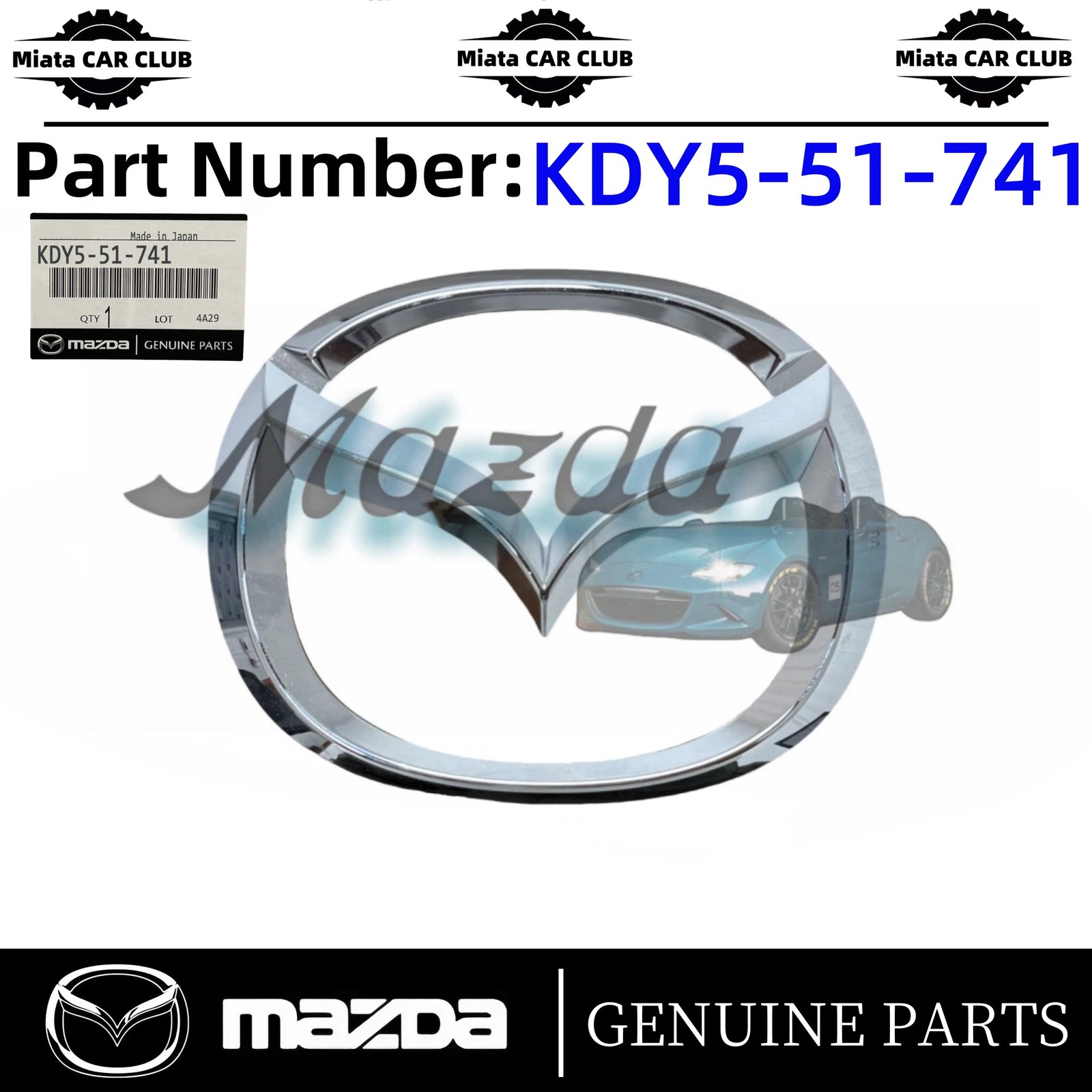 2013-2015 Mazda CX-5 CX-9 Front Radiator Grille Chrome Emblem OEM KDY5-51-741