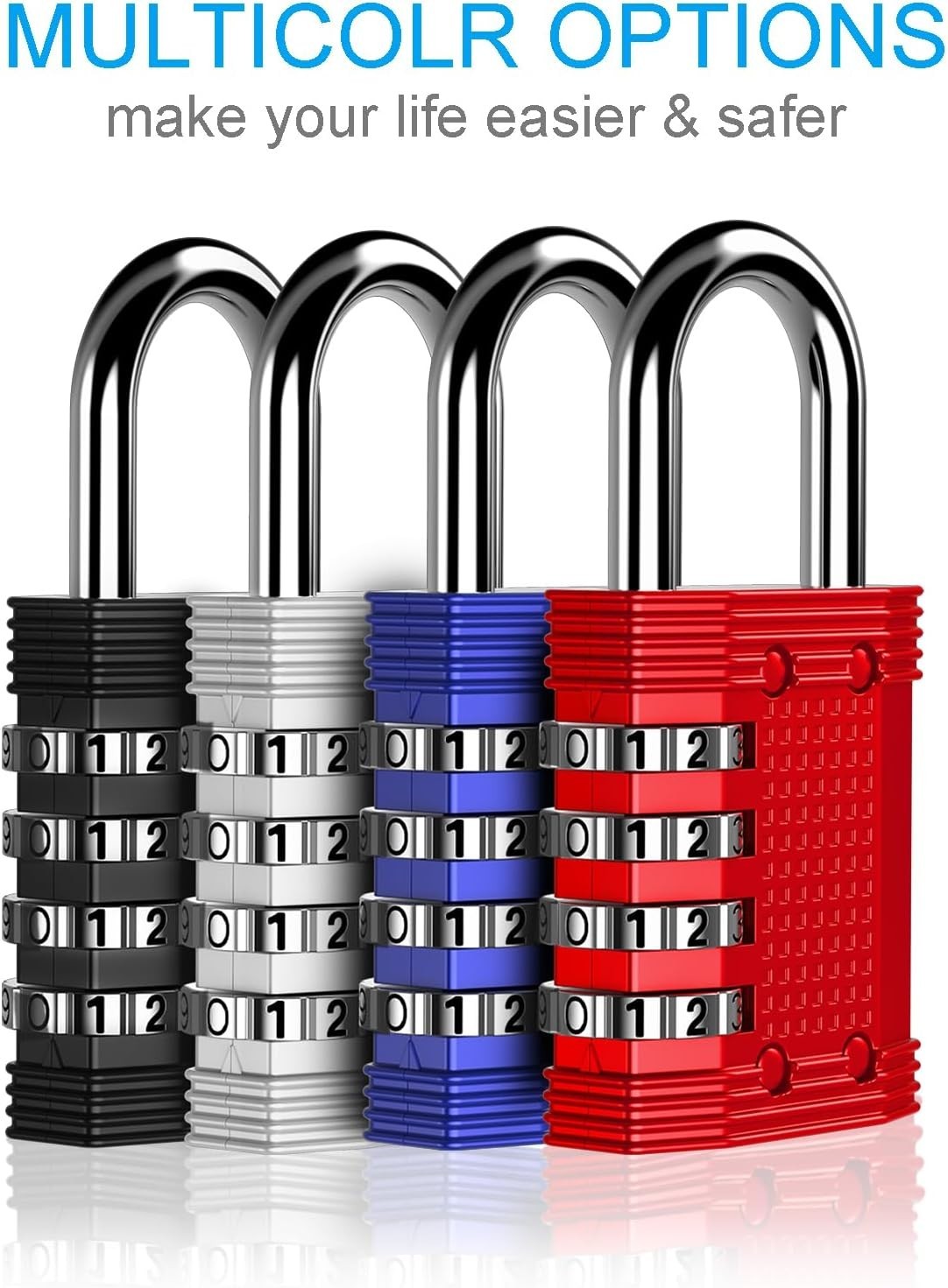 Heavy Duty Waterproof Combination Lock Padlock with 10,000 Combinations - Blue