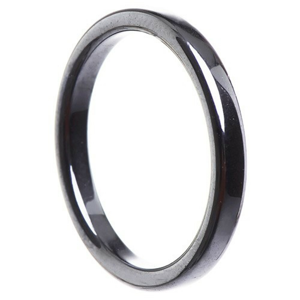 Thin Hematite Ring 3mm Flat Grey Dark Grey Narrow Plain Stone Ring