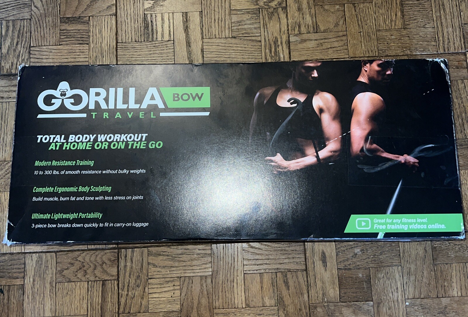 NWB Gorilla Bow Travel Home Workout Pilates Resistance Bands Exercise Bow Black