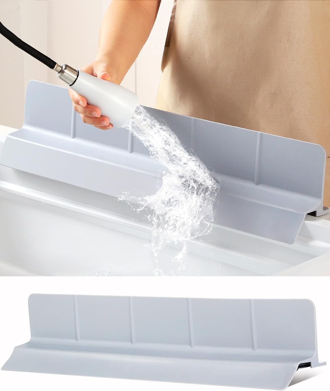 Akrelyan Kitchen Sink Splash Guard 30" 23" 18" Self-Draining Silicone Water