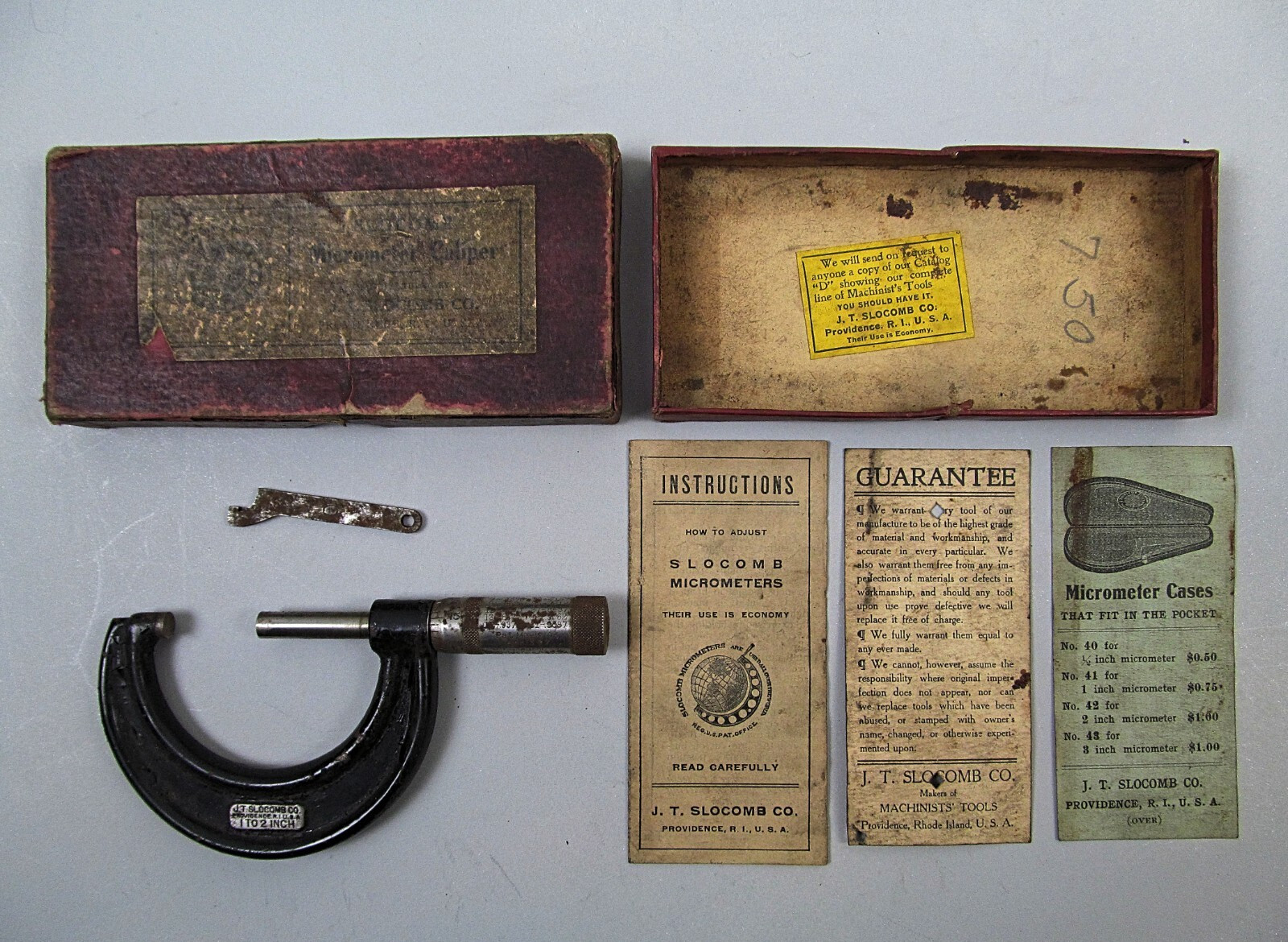 Slocomb Outside Micrometer Caliper 2" No. 27 In Original Box Vintage