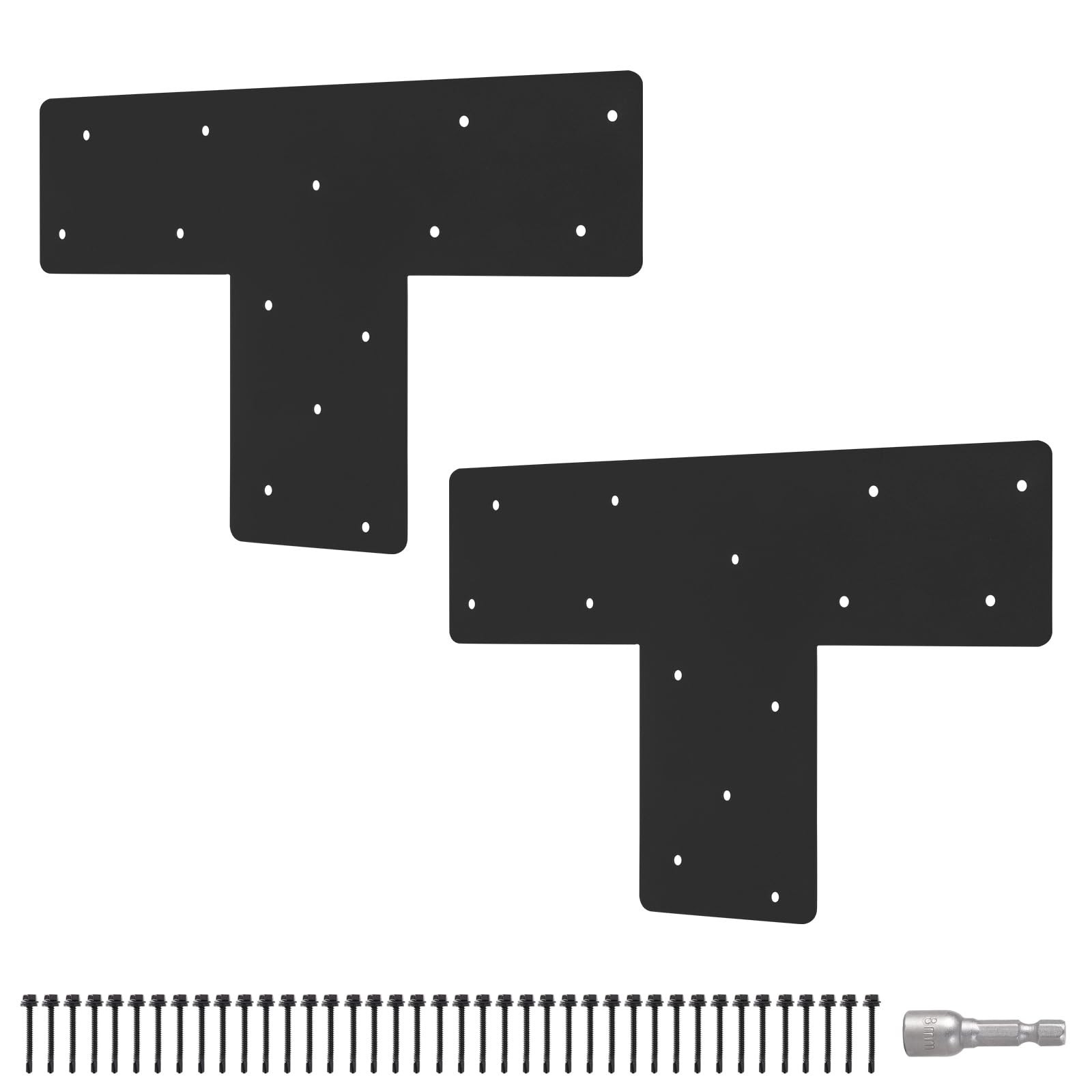 2 Pcs 16.9"x 5" T Post Bracket for Pergola | Mending Plate Fit 6x6|8x8 Lumber...
