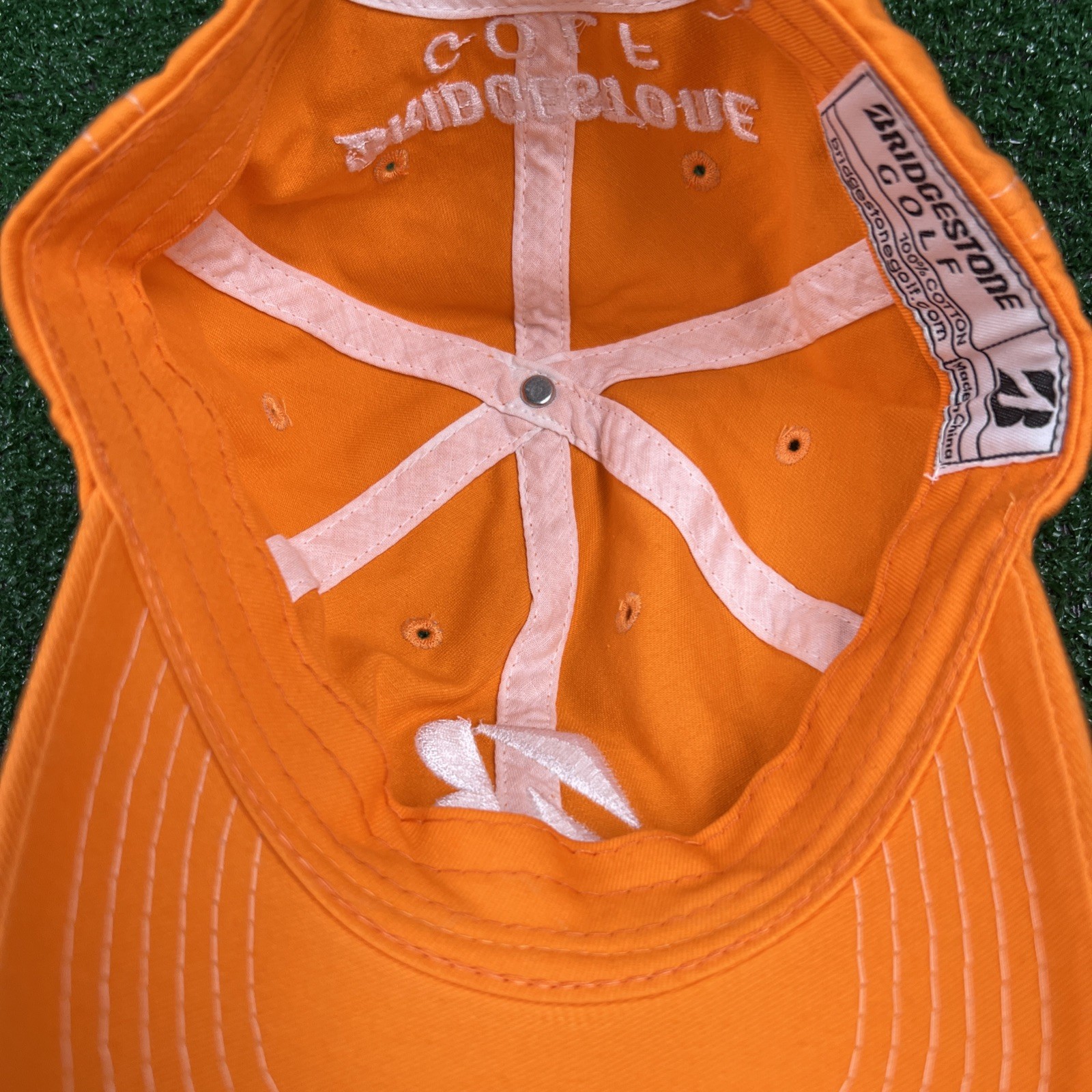 Bridgestone Golf Orange White Adjustable Baseball Hat Cap Embroidered Logo