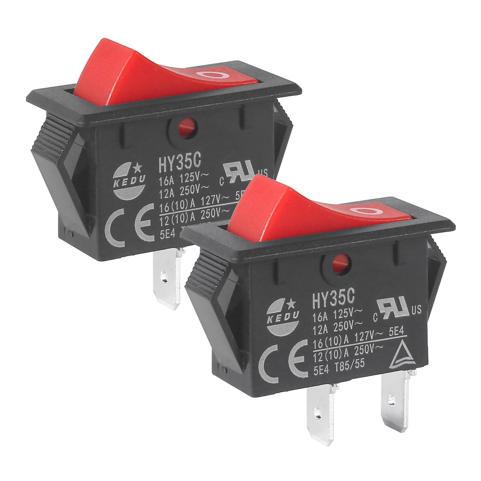 2Pcs HY35C Push Button Switch | 2-Pin，16A/12A 125V/250V Rocker Switch for