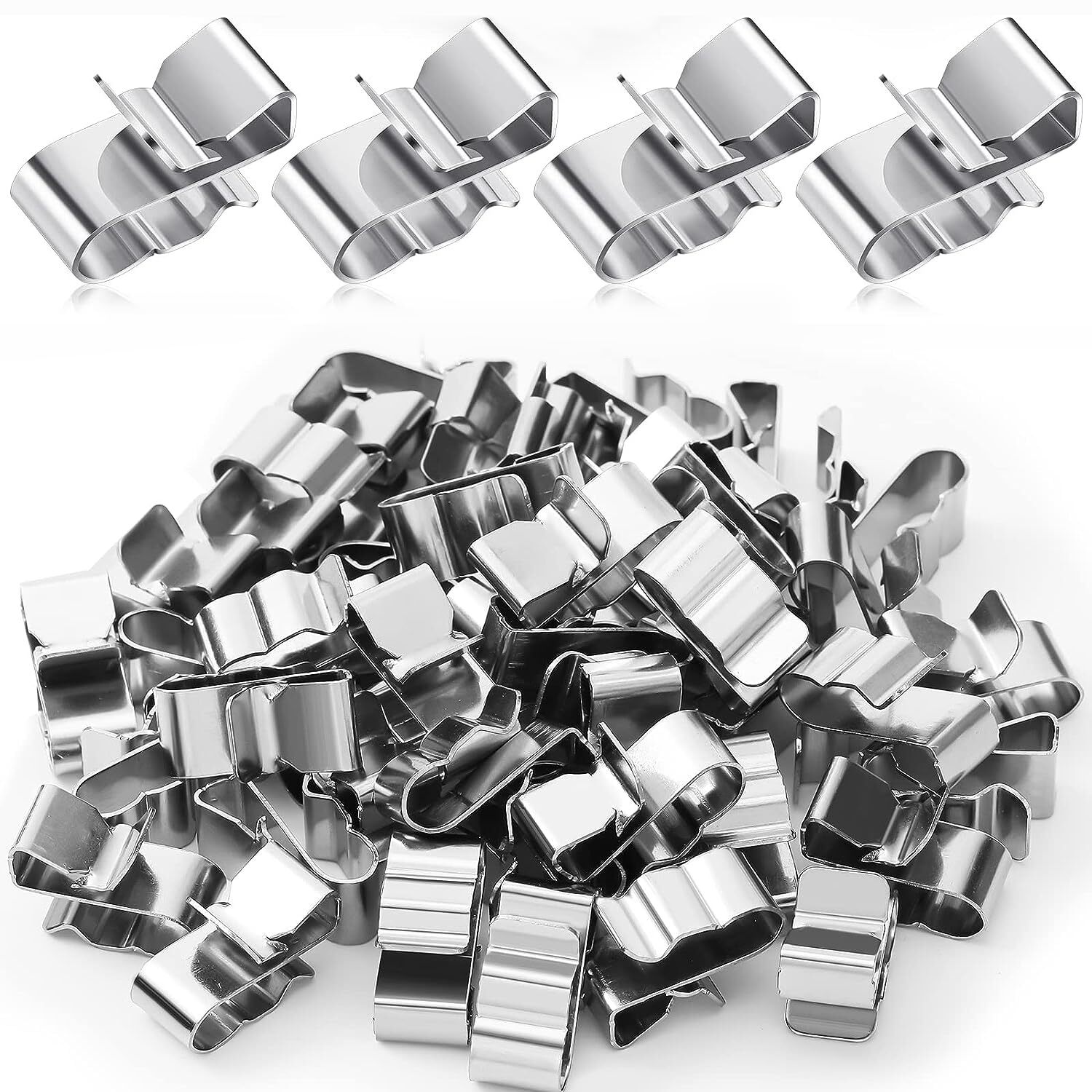 100 Pcs Stainless Steel Trainler Frame Wire Clips Metal Solar Panel Cable Clips