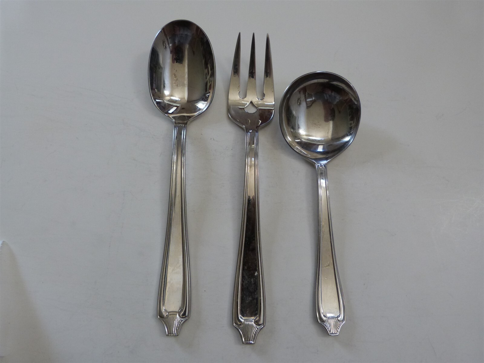3 Mikasa Chatham Stainless Gerald Patrick 18/10 SERVING PCS. Spoons Meat Fork
