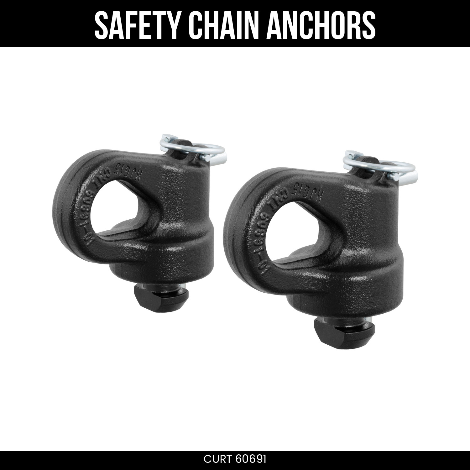 CURT Gooseneck Safety Chain Anchors OEM Puck System 30K lb Silverado/F-250 60691