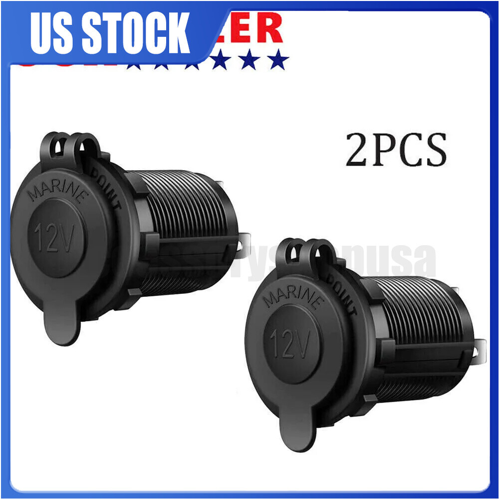 2pcs 12V Cigarette Lighter Socket Power Outlet Receptacle Plug or Car Marine ATV