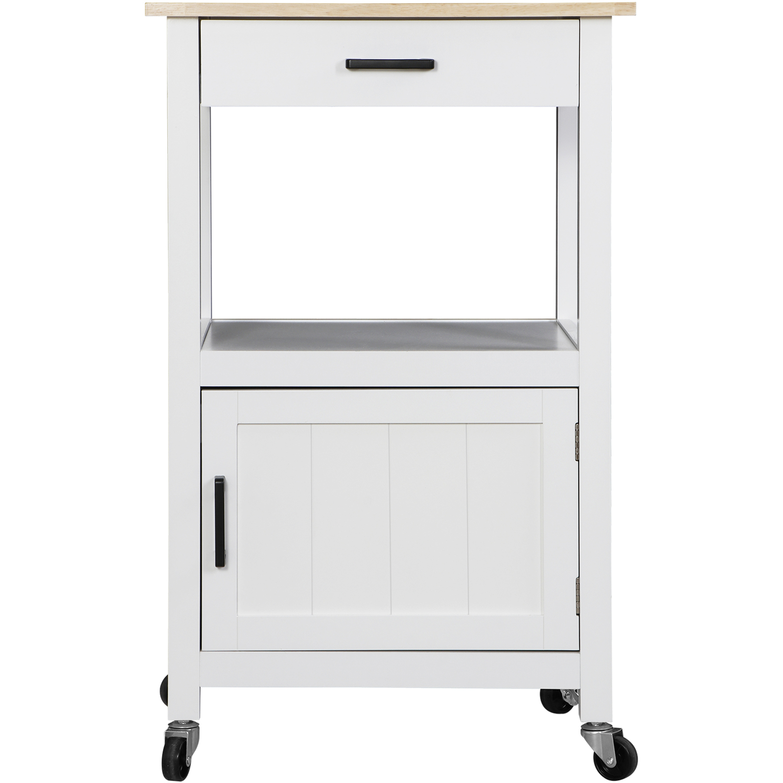 Rolling Kitchen Island Storage Shelf with 3 Side Hooks Drawer on Swivel Wheels