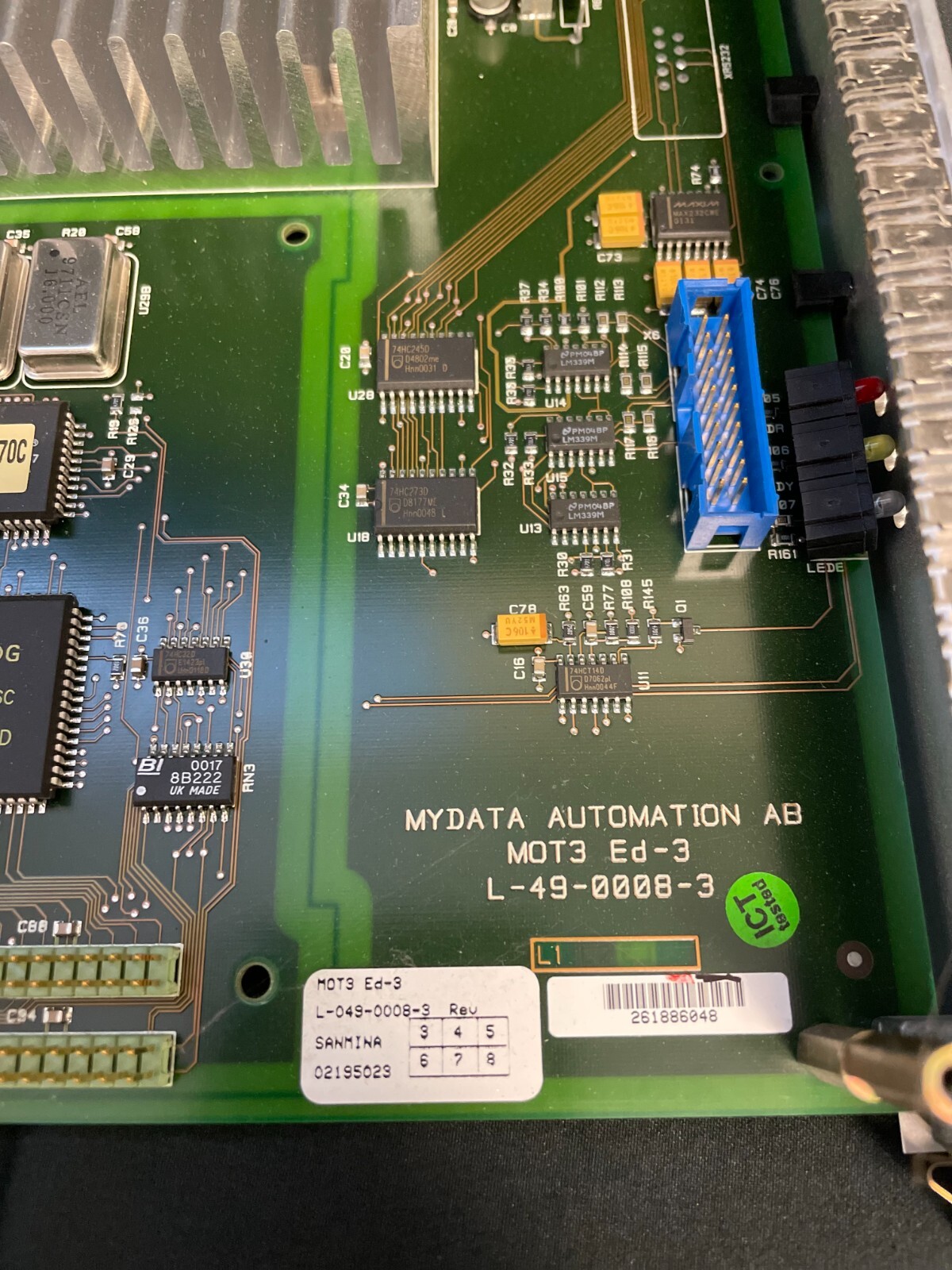 MYDATA L-019-0049-6C MI Magazine Interface Board + MOT3 w/ Panel