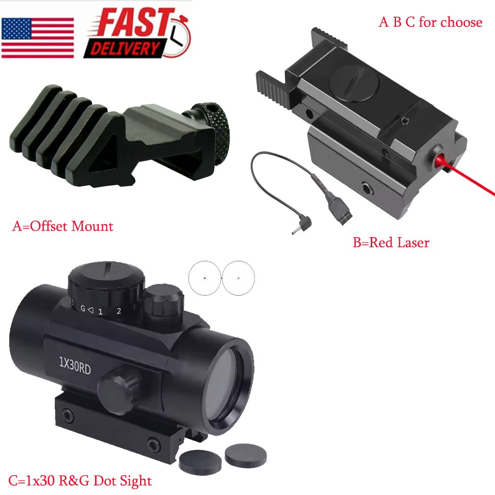 Tactical 1x30mm Red Green Dot Reflex Sight Scope/Mini Red Dot Laser/Offset Mount