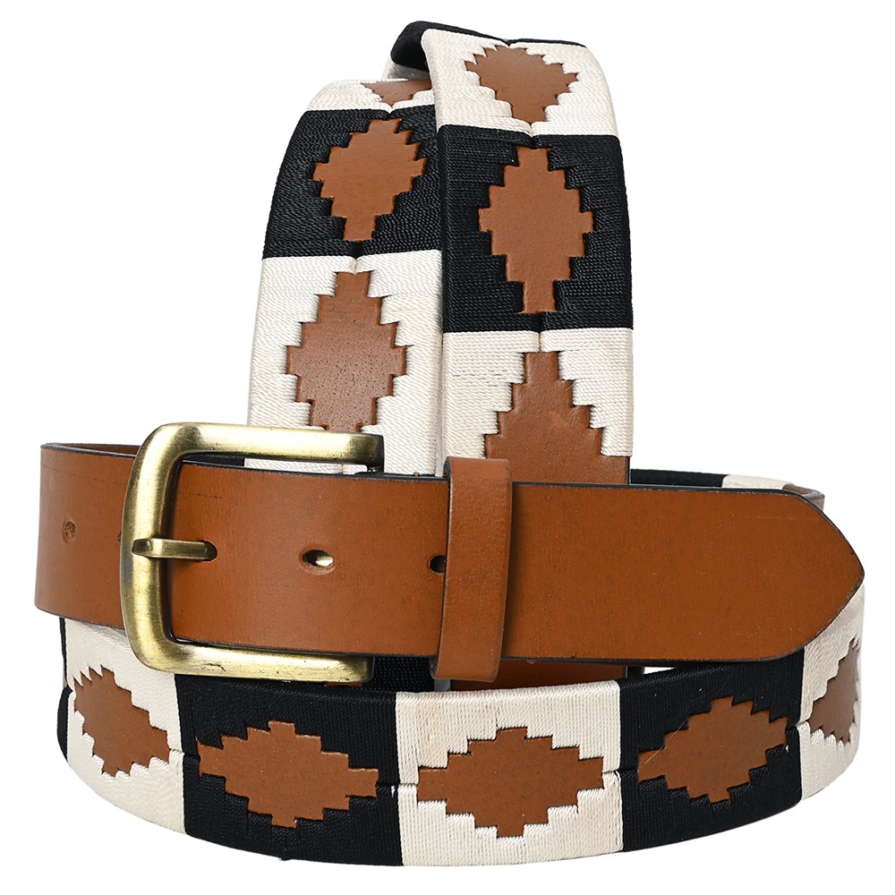 BE BAR H EQUINE Western Genuine Leather Men And Women Tan Belt Embroidered