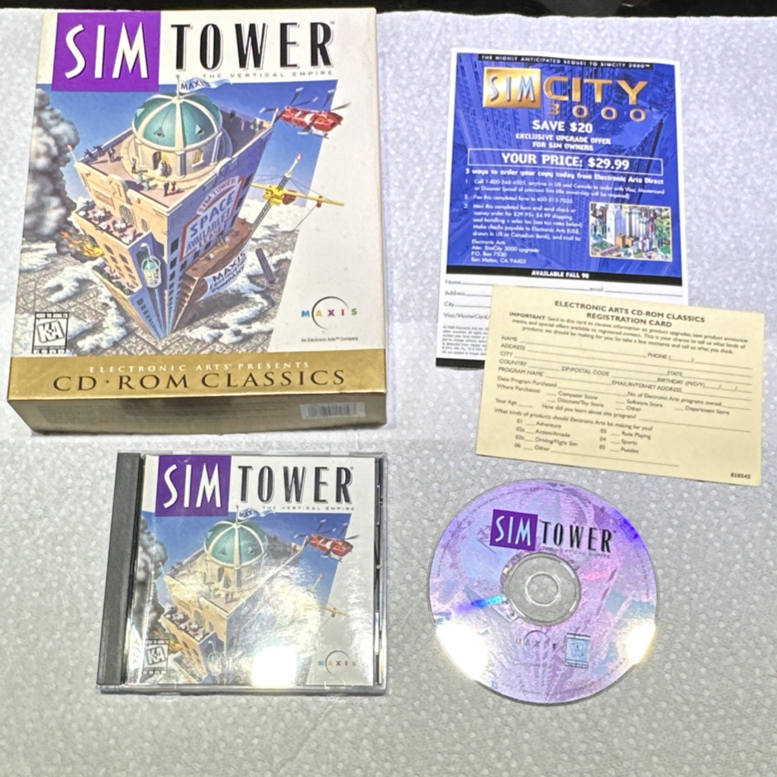 Maxis SimTower The Vertical Empire Simulation CD PC Game Windows Mac
