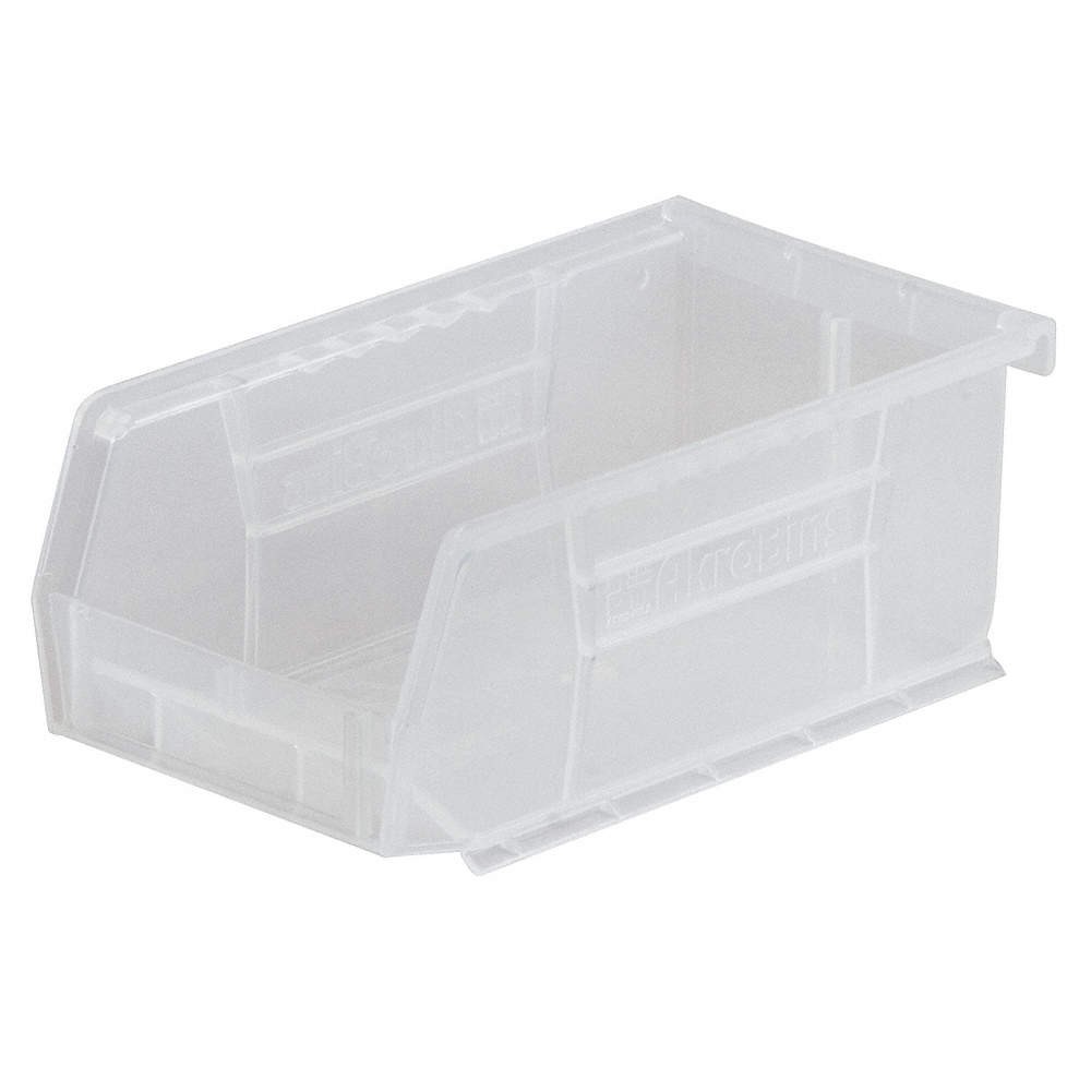AKRO-MILS 30240SCLAR Hang and Stack Bin,Clear,Plastic,7 in 4KER9