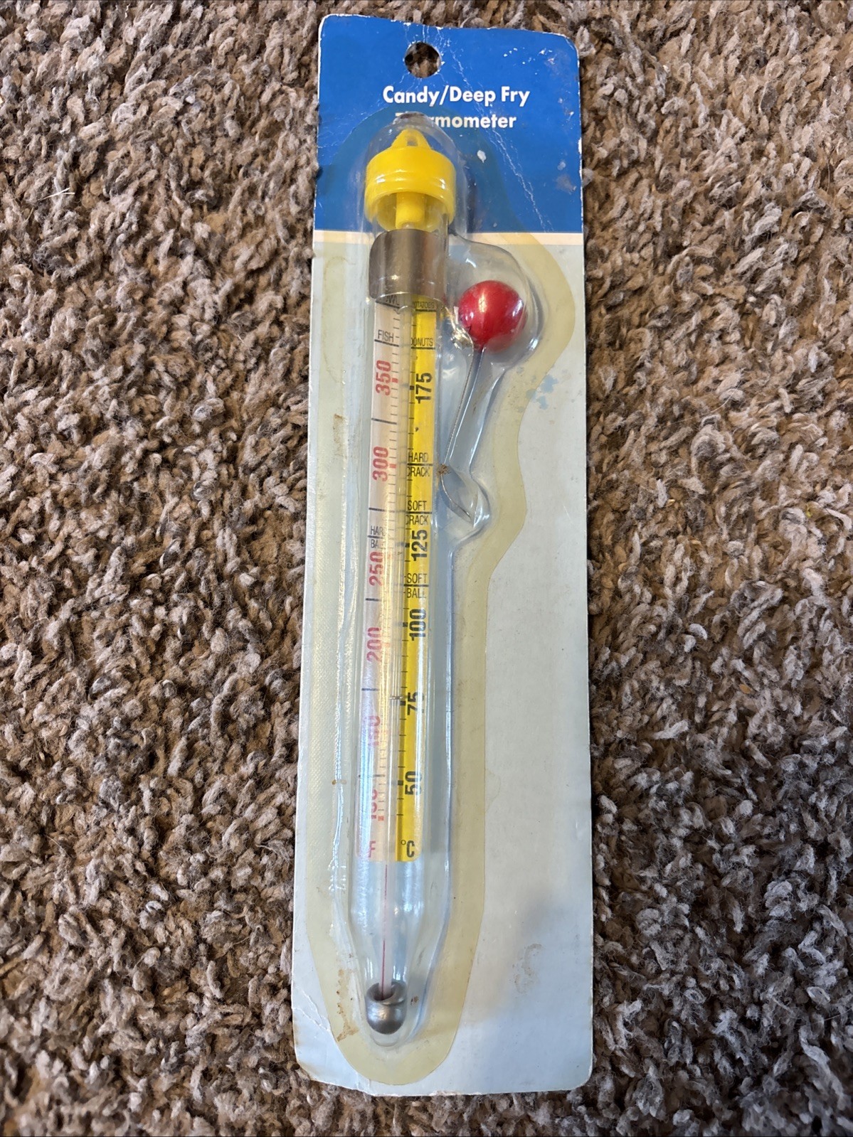 NIP Candy/Deep Fry Thermometer Clear Tube Yellow/ Cooking/Kitchen/Food/Clip/Pan