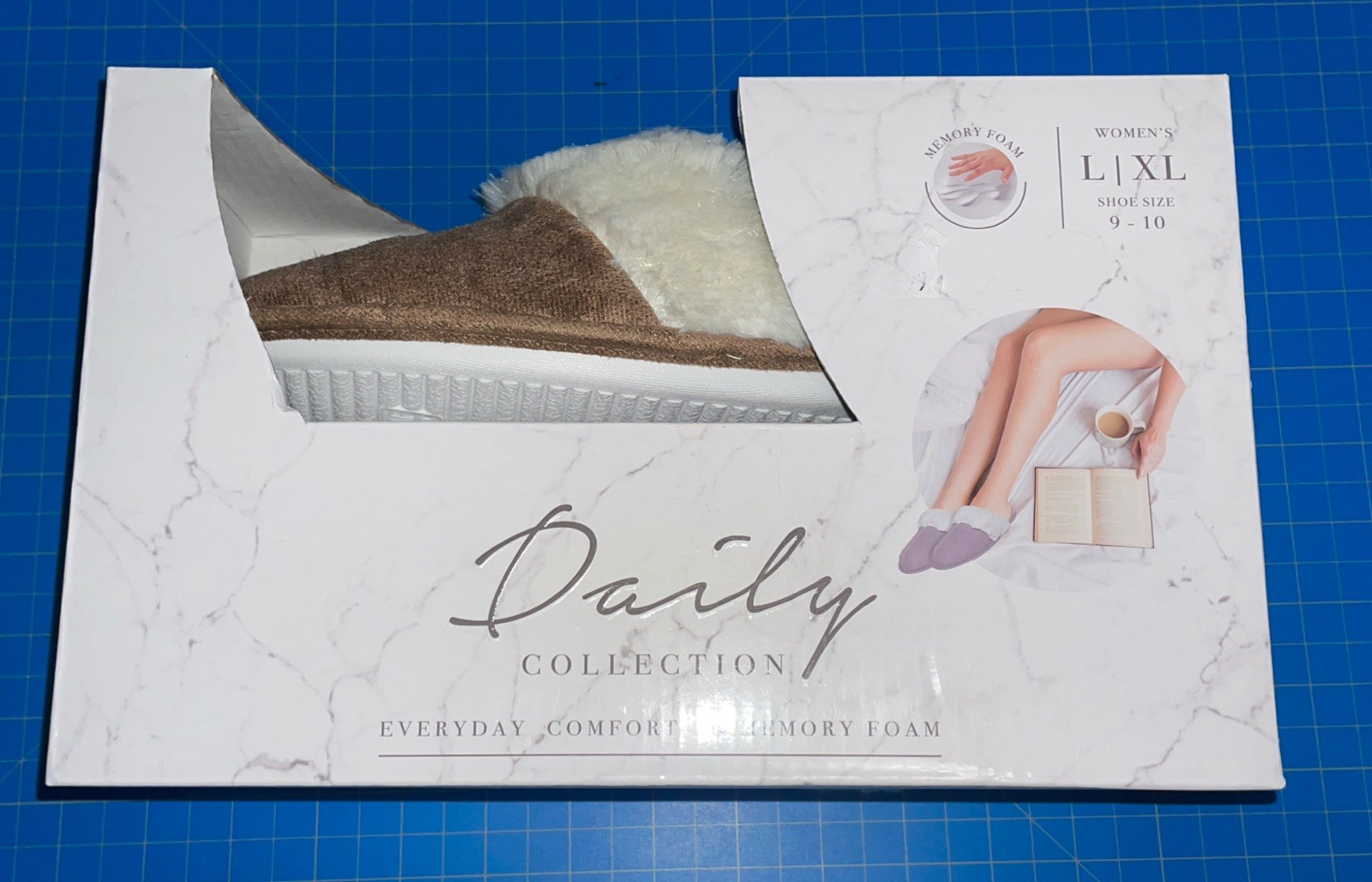 Daily Collection Womens 9-10 L-XL Memory Foam Slippers Brown