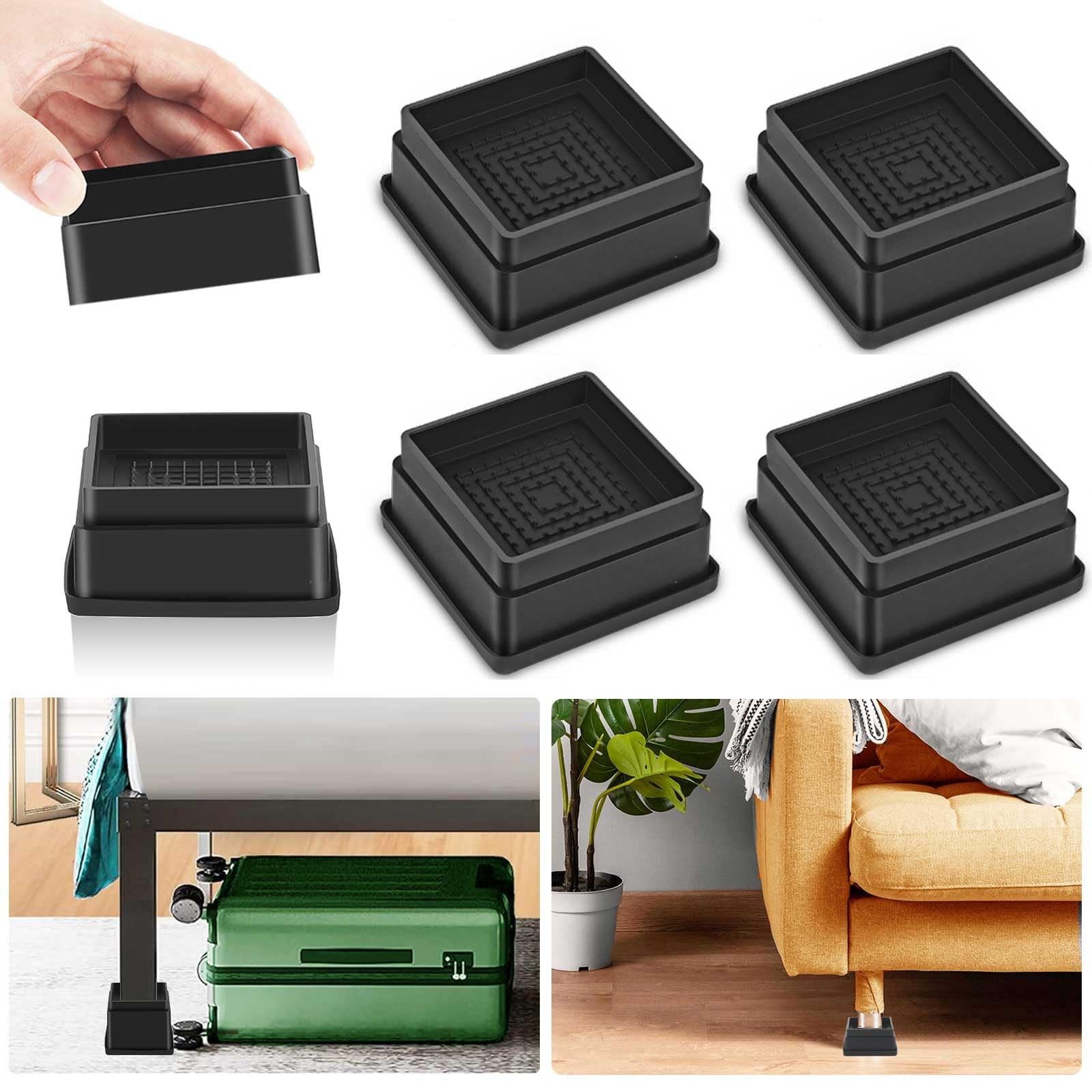Adjustable HeavyDuty Furniture Risers 1"3" for Bed, Couch, Desk, Sofa