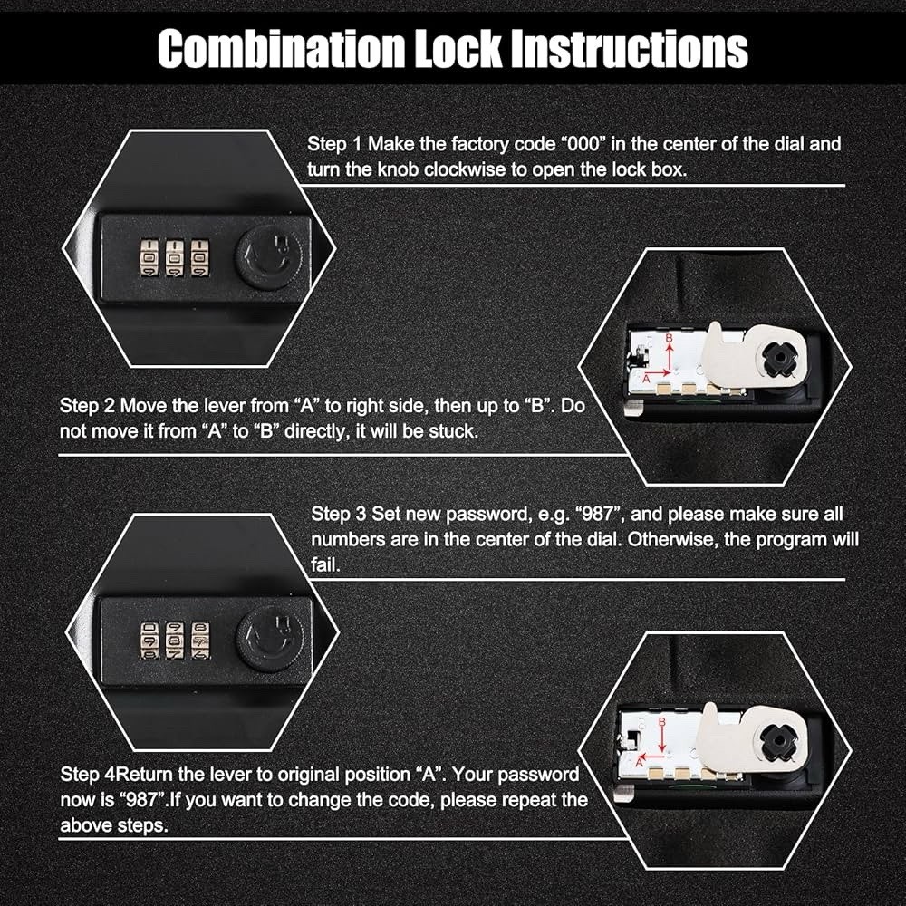 Amazon Basics Portable Security Case Lock Box Safe, Small Large, Black