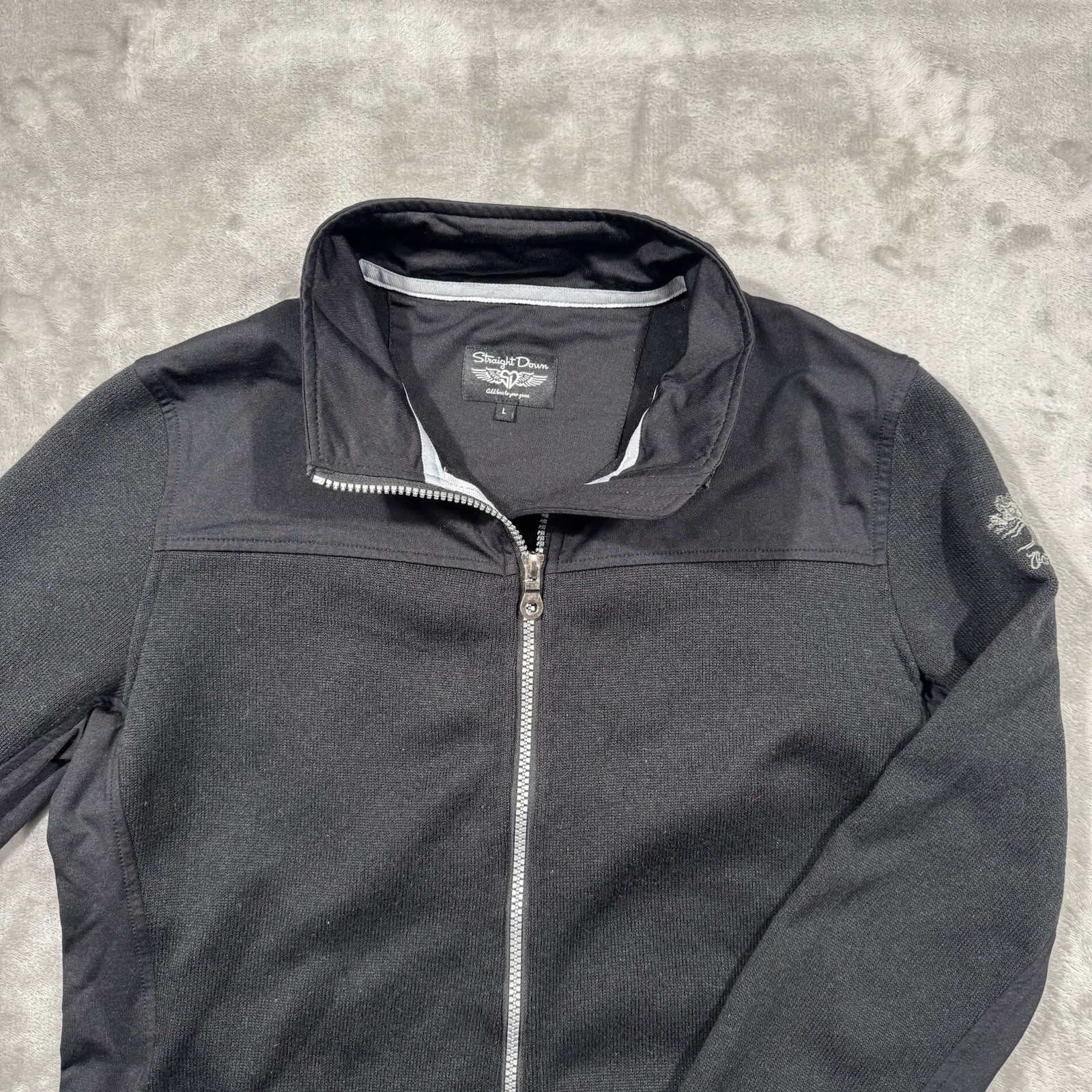 Straight Down Men's Black Full Zip Long Sleeve Golf Size Large-Logo Oaktree OKC