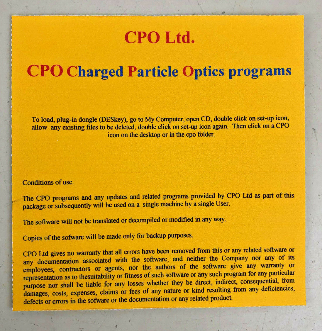 CPO Ltd. Non-Space-Charge Programs CPO3D for dielectrics & CP02D, version 7.1