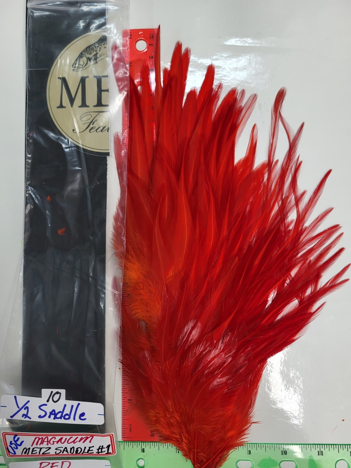 " USE "  Metz Saddle Magnum   " Red " 1/2 Size   Fly Tying