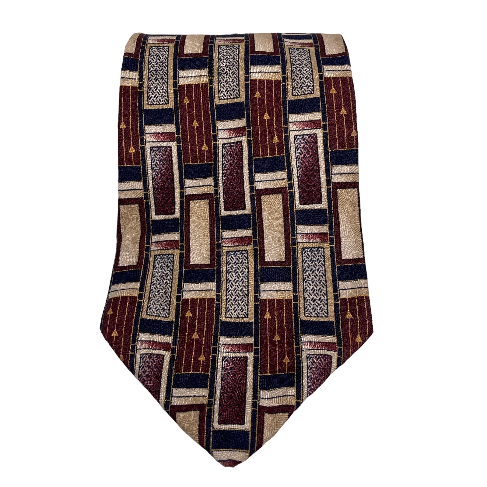 Surrey Mens Tie 100% Silk Brown Novelty Pattern