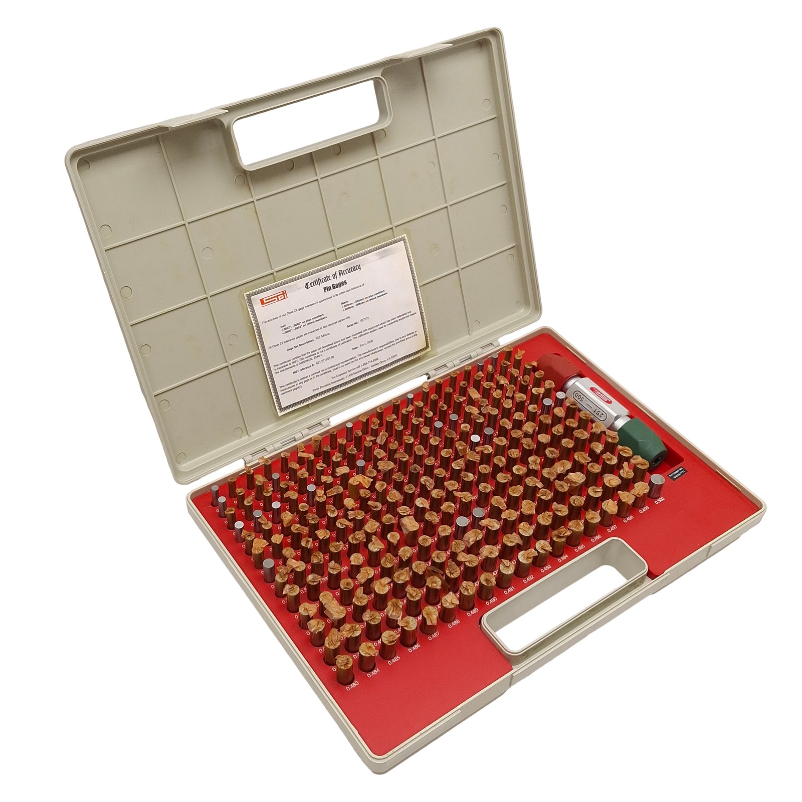 SPI M2 Minus 250pcs Class ZZ Pin Gages Set, ø0.251-0.500in, +0.0000 to -0.0002in
