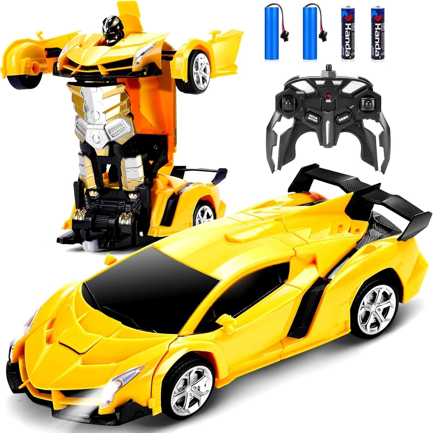 Coche teledirigido Dolanus, robot transformable, amarillo