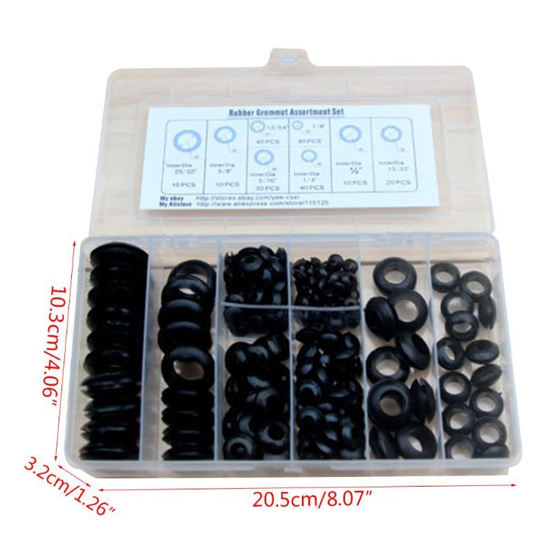 200Pcs/box Soft Rubber Grommet Gasket Kits Electrical Wire Gasket Tools Durable