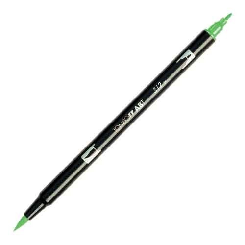 Tombow Dual End Brush & Fine Pen Holly Green 312 Arts Craft Write Office School