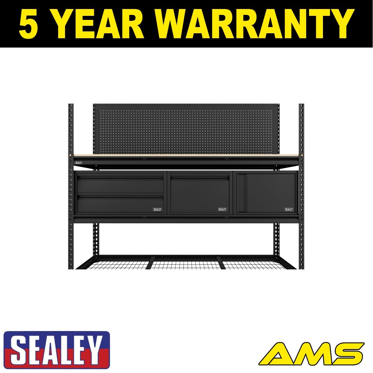 Sealey Heavy-Duty Modular Workbench & Racking Kit with 3 Storage Units