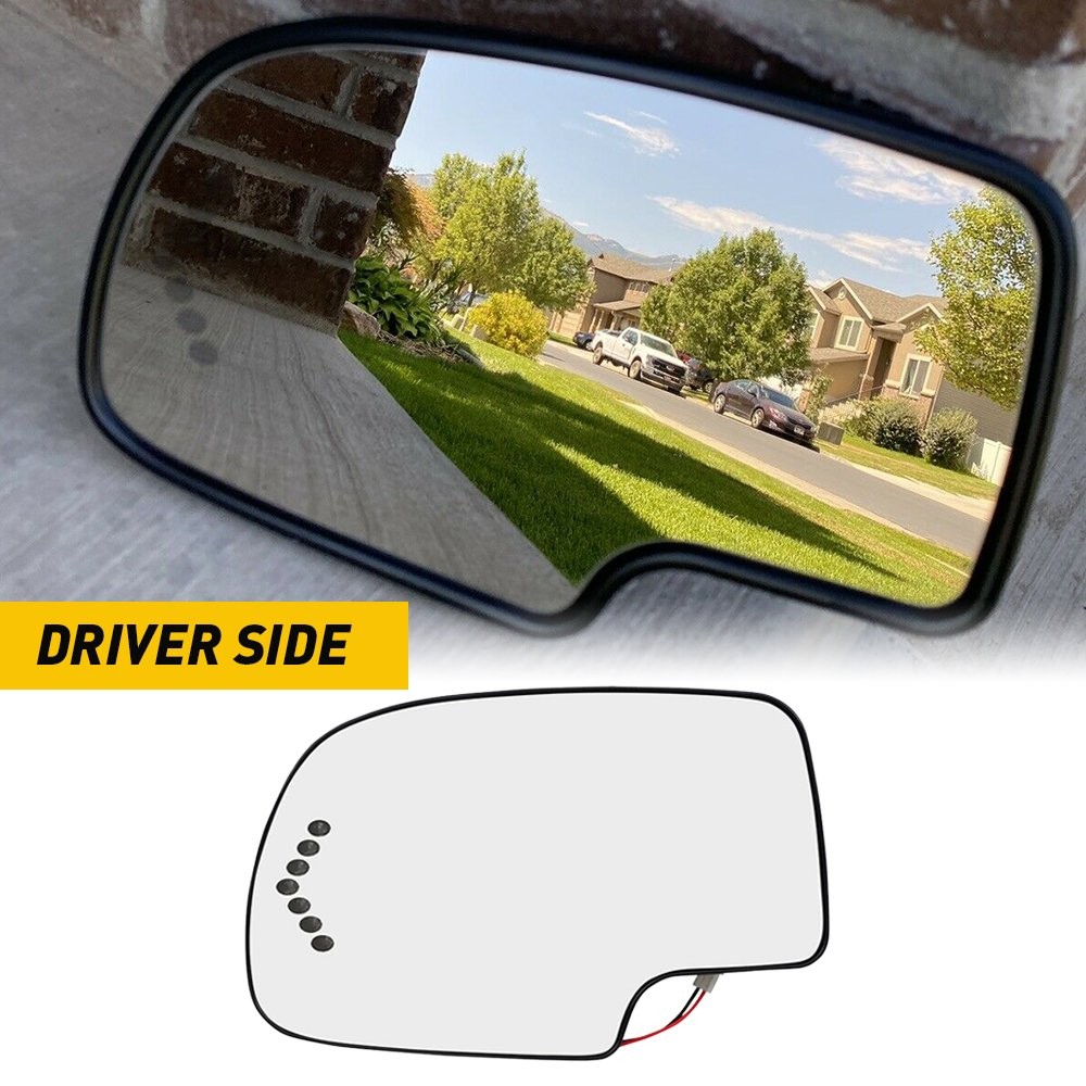Left LH Driver Side Power Heated Mirror Glass For 2003-2007 Chevy Silverado GMC