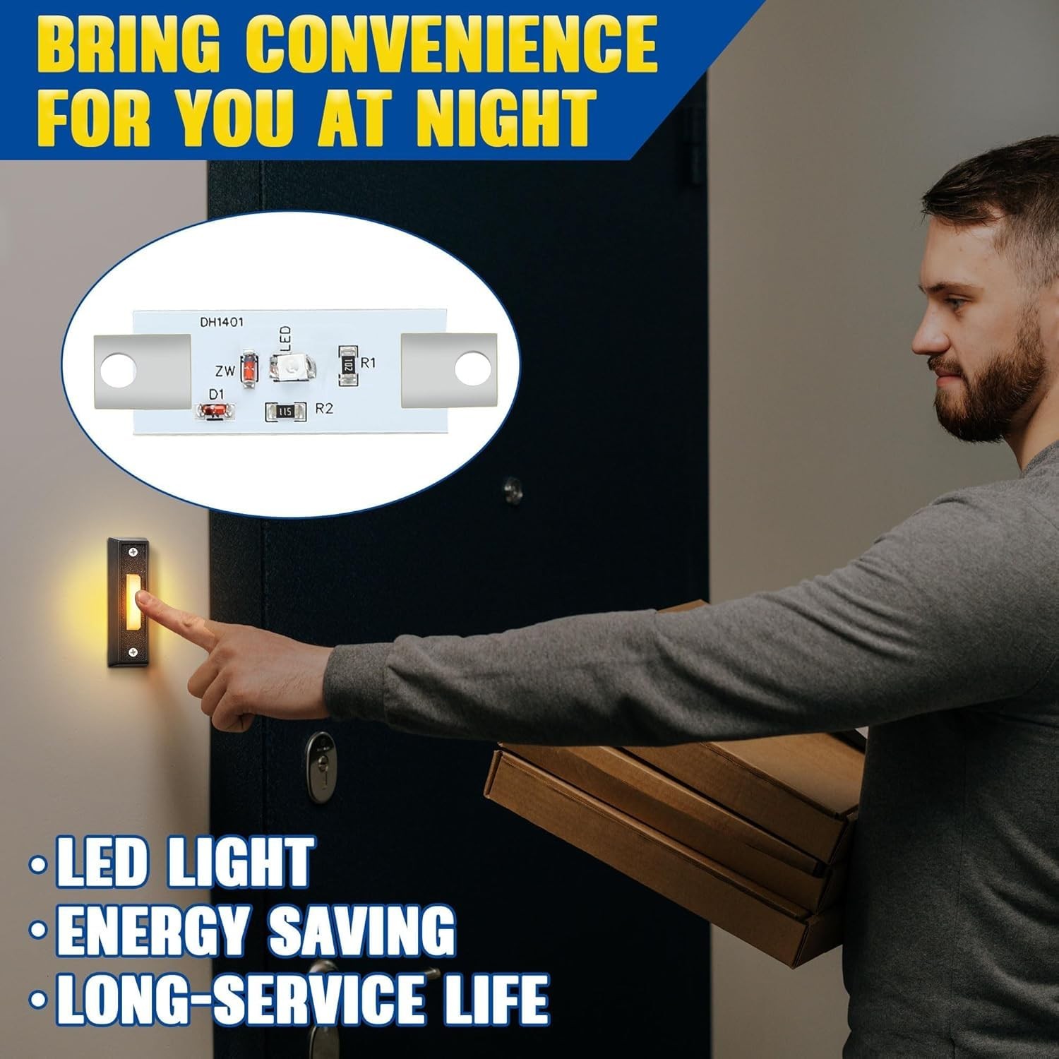 LED Lighted Door Bell Button Push Switch Wall Mounted for Chime Ring