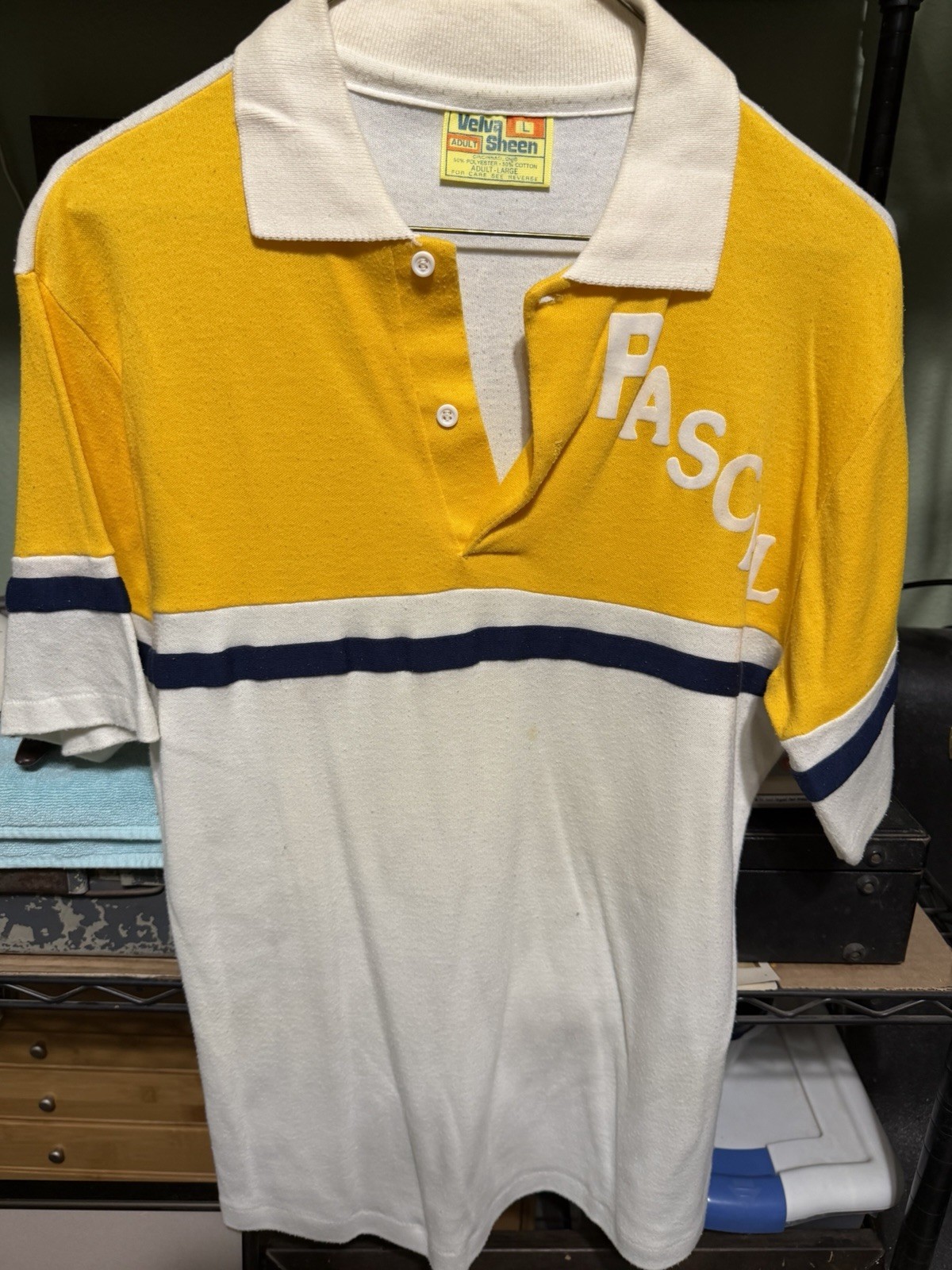Vintage 70s 80s Pascal Programming Computer Velva Sheen Polo Shirt L Flocked
