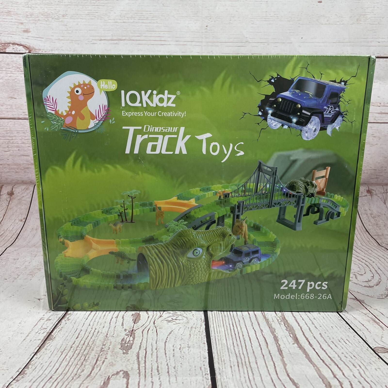 Dinosaur Race Track Toys By IQ Kids 247 Piece New Sealed