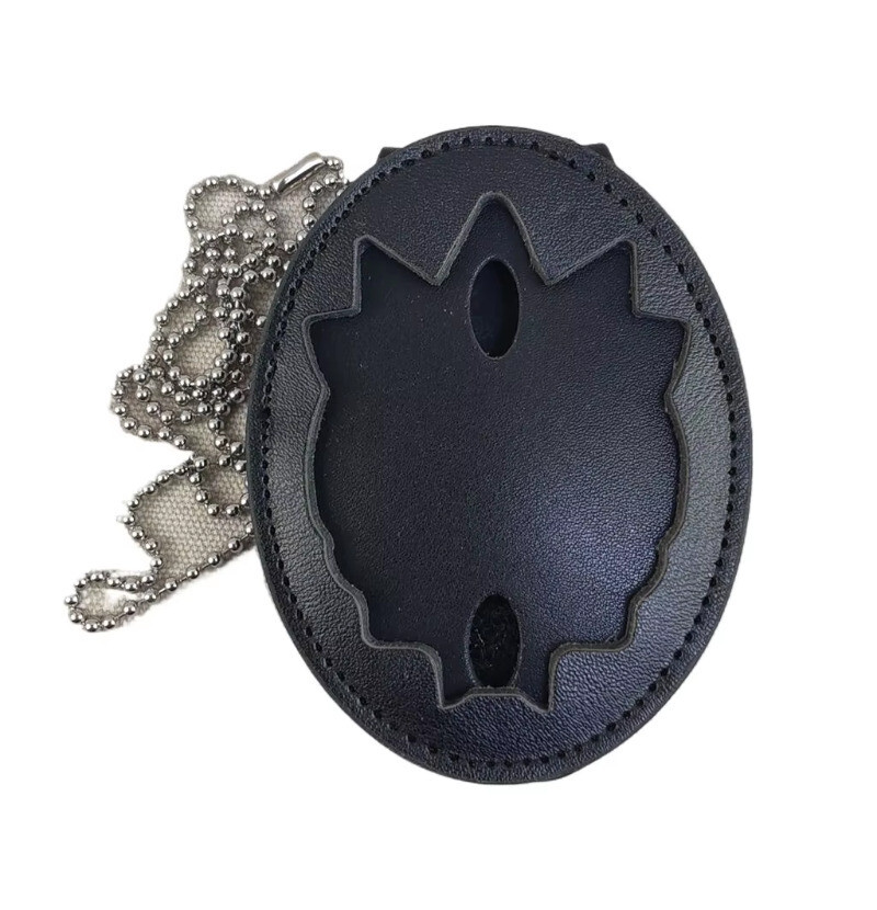 403545 TACTICAL OFFICER BELT CLIP BADGE HOLDER LEATHER CLIP ON BELT & NECK CHAIN