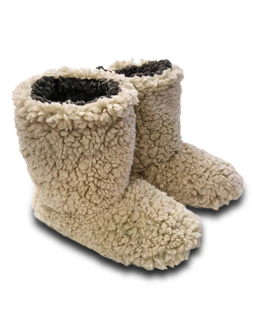 LIVE OAK BRAND ADULT FLEECE BOOTIES Oatmeal Slippers Women's Size Small